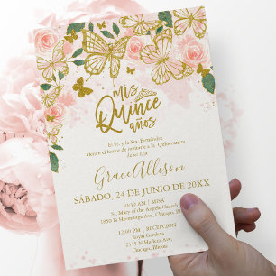 Spanische Quinceanera-Schmetterlings-Einladungskar Einladung