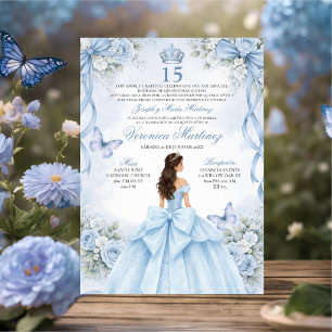 Spanische Quinceañera Staubblau 15 Años Prinzessin Einladung