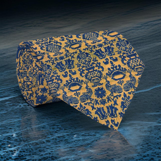 Spanische Rich Navy Gold Renaissance Krawatte (Von Creator hochgeladen)