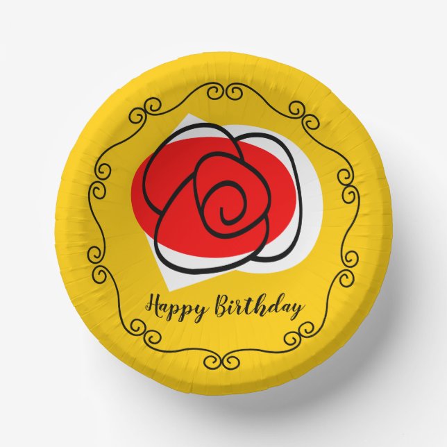 Spanische Rose Border Birthday Pappteller (Vorderseite)