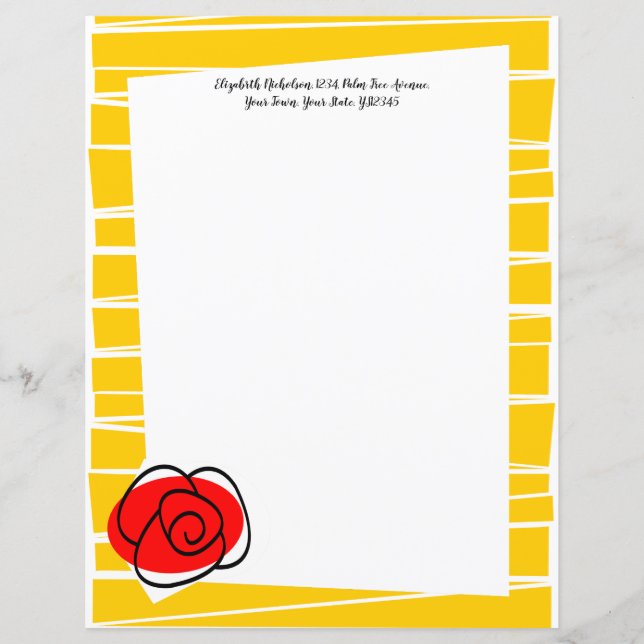 Spanische Rose Border Stripe Textpapier 8.5 x 11 (Vorderseite)
