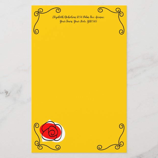 Spanische Rose Ecken Textdokument 5.5 x 8.5 (Vorderseite)