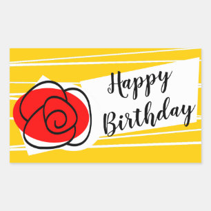 Spanische Rose Happy Birthday Rechteck Rechteckiger Aufkleber
