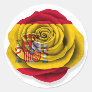 Spanische Rosen-Flagge auf Weiß Runder Aufkleber