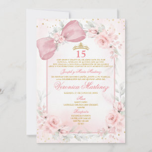 Spanische Röte Pink Schleife Kokette Prinzessin 15 Einladung