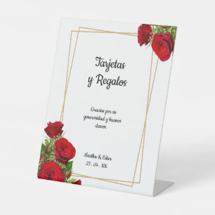 Spanische rote Rosen Hochzeitskarten und Geschenke Sockelschild