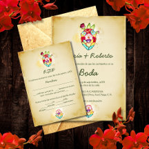 Spanische Rustic Heart Mexican Wedding RSVP Card