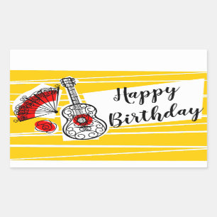 Spanische Souvenirs Happy Birthday Rechteck Rechteckiger Aufkleber