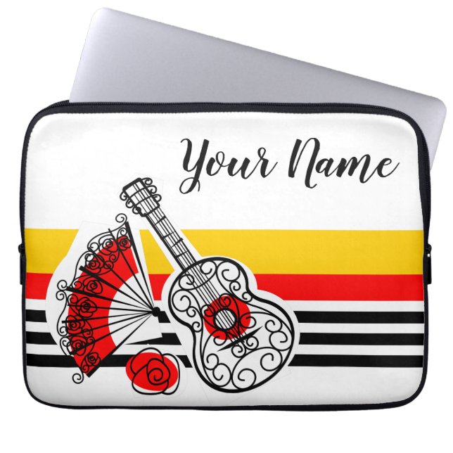 Spanische Souvenirs Klassische Streifen Name Ärmel Laptopschutzhülle (Vorderseite)