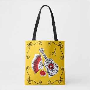Spanische Souvenirs-Monogramm-Ecken hinten rot Tasche