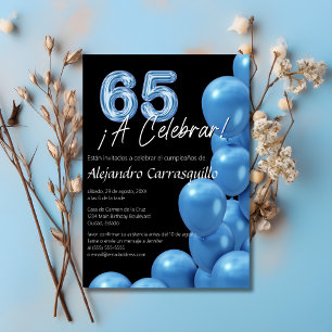 Spanische Spaß Blaue Luftballons Schwarz 65. Gebur Einladung