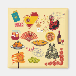 Spanische Symbole für Reisende Magnet