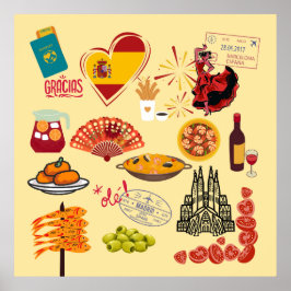 Spanische Symbole für Reisende Poster