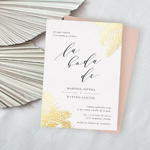 Spanische tropische Hochzeit mit Goldfolie Folieneinladung