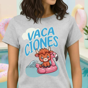Spanische Urlaubsvakanzen Punny Niedliche Kuh T-Shirt