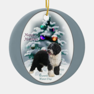 Spanische Wasser-Hundeweihnachtsbaum-Verzierungen Keramikornament