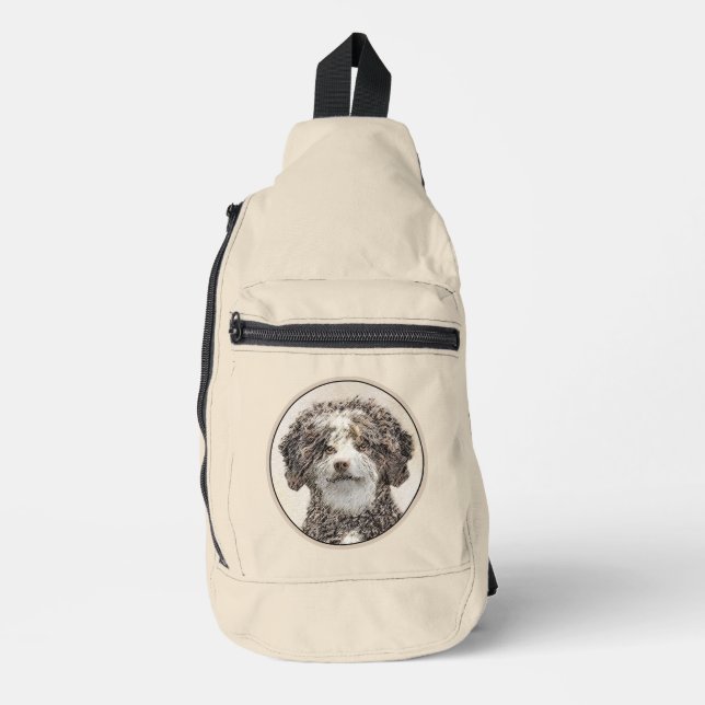 Spanische Wasserpfeifenmalerei Bicolor Dog Art Crossbody Bag (Vorderseite)