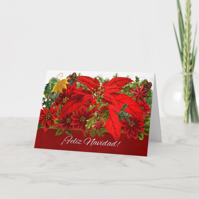 Spanische Weihnachten Poinsettias ¡Feliz Navidad! (Vorderseite)