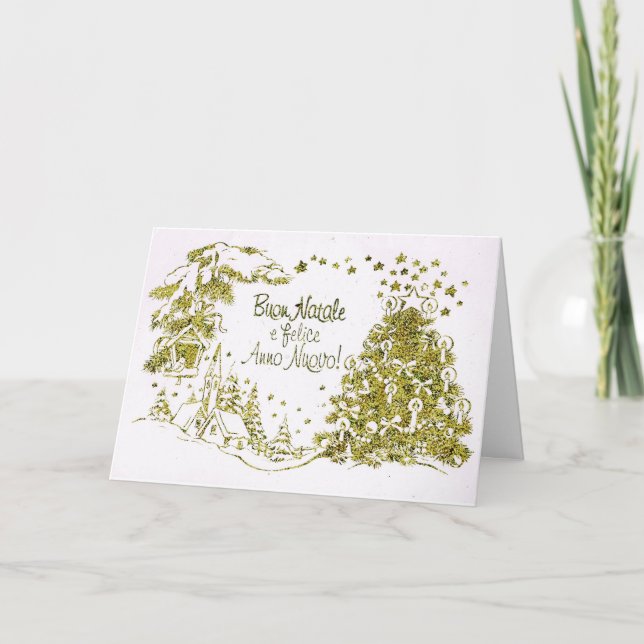 Spanische Weihnachtskarte, Frohe Weihnachten, Neue Feiertagskarte (Vorderseite)
