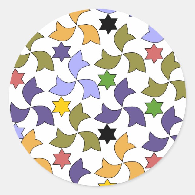 Spanischer Alhambra Stil Tile Mosaik Muster Runder Aufkleber (Vorderseite)
