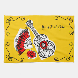 Spanischer Andenken-Ecken-Text horizontal Geschirrtuch