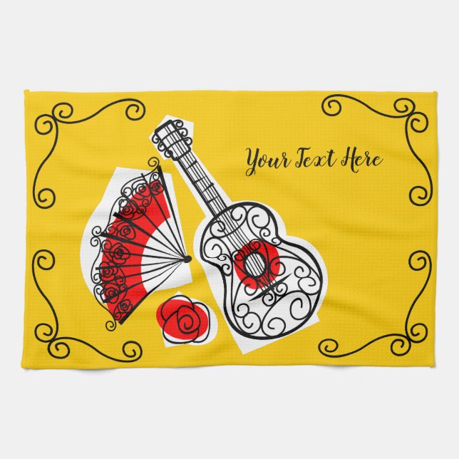 Spanischer Andenken-Ecken-Text horizontal Geschirrtuch (Horizontal)