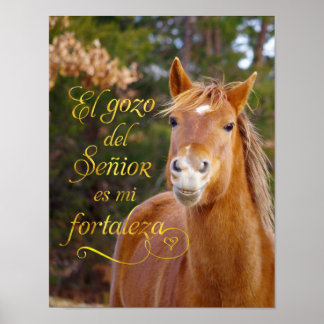 Spanischer Bibelverse Lächelndes Pferdeposter Poster