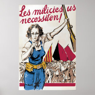 Spanischer Bürgerkrieg Plakat Die Milizen brauchen