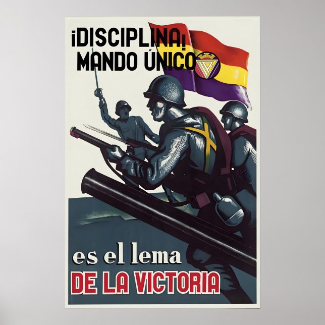 Spanischer Bürgerkrieg Propagandaplakat Disziplin Poster (Vorne)