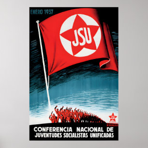 Spanischer Bürgerkrieg Propagandaplakat JSU Sozial Poster