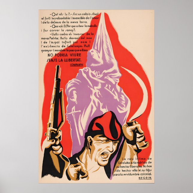 Spanischer Bürgerkriegsplakat Ohne das könnte ich  Poster (Vorne)