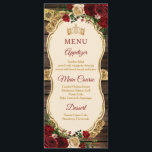 Spanischer Burgund floraler Rustikaler Holz Mis Qu Menükarte<br><div class="desc">Spanische Karte Burgundy Floral Rustic Wood Mis Quince</div>