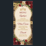 Spanischer Burgund floraler Rustikaler Holz Mis Qu Menükarte<br><div class="desc">Spanische Karte Burgundy Floral Rustic Wood Mis Quince</div>