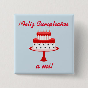 Spanischer Button "Feliz cumpleaños" "Happy Birthd