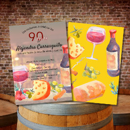Spanischer Chic Wein & Käse Degustation 90. Geburt Einladung
