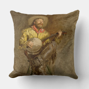 Spanischer Cowboy singt Trail-Song mit Banjo Kissen