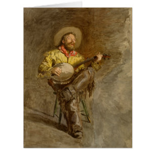Spanischer Cowboy und Banjo Playing Trail Song