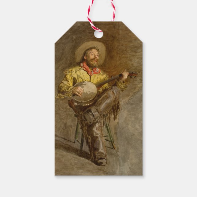 Spanischer Cowboy und Banjo Playing Trail Song Geschenkanhänger (Vorderseite)
