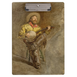 Spanischer Cowboy und Banjo Playing Trail Song Klemmbrett