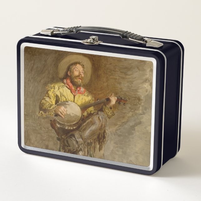 Spanischer Cowboy und Banjo Playing Trail Song Metall Brotdose (Vorderseite)