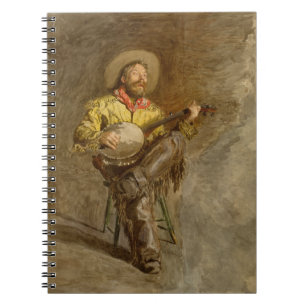 Spanischer Cowboy und Banjo Playing Trail Song Notizblock