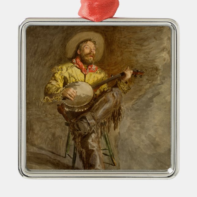 Spanischer Cowboy und Banjo Playing Trail Song Ornament Aus Metall (Vorne)