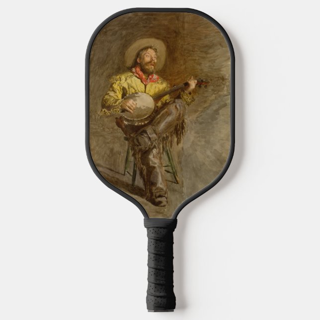 Spanischer Cowboy und Banjo Playing Trail Song Pickleball Schläger (Vorderseite)