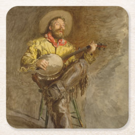 Spanischer Cowboy und Banjo Playing Trail Song Rechteckiger Pappuntersetzer
