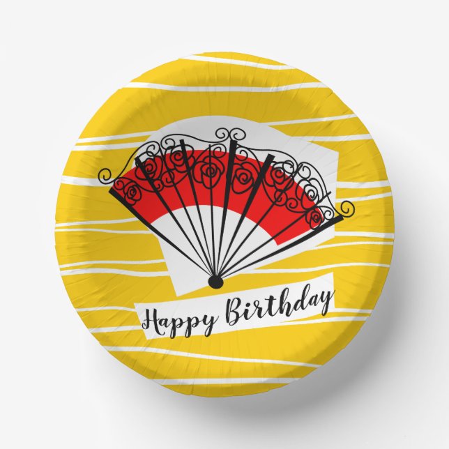 Spanischer Fan Birthday Pappteller (Vorderseite)