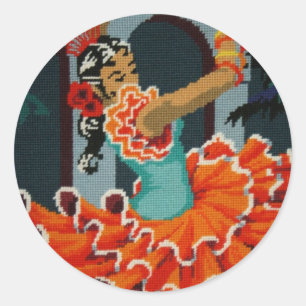 Spanischer Flamenco-Tänzersticker Runder Aufkleber