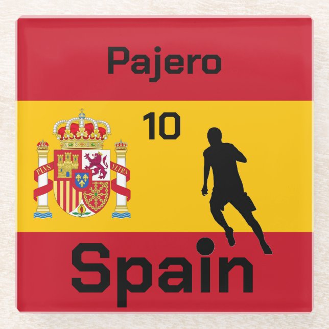 Spanischer Fußball, anpassbar Glasuntersetzer (Vorderseite)