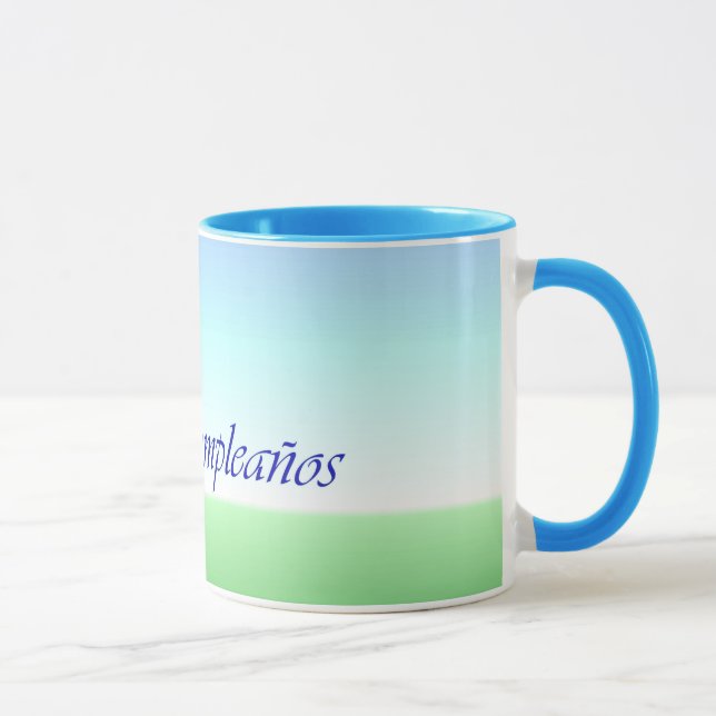Spanischer Geburtstags-grün-blaue Wecker-Tasse Tasse (Rechts)