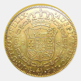 Spanischer Gold-Doubloon-II-Rundsticker Runder Aufkleber