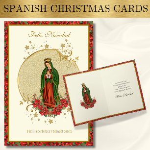 Spanischer Guadalupe-Weihnachts-Poinsettie Feiertagskarte
